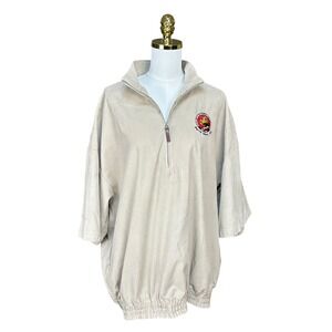 Ben Hogan Mens XXL Tan Faux Suede 1/4 Zip Short Sleeve Windbreaker Parris Island